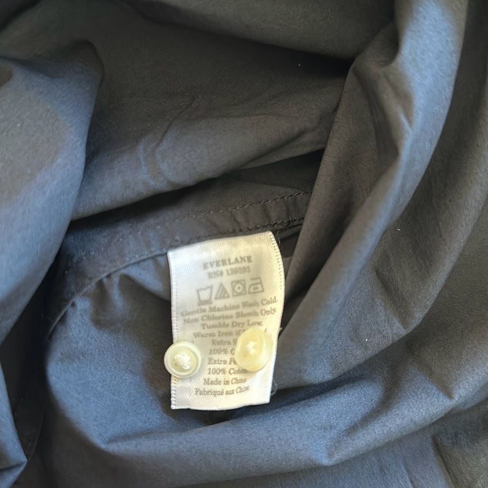 Everlane NWOT Poplin Long Sleeve Button Down Shirt Black Size L - Picture 8 of 8